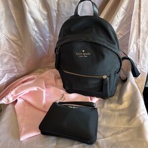Kate Spade Black Backpack with Pouch